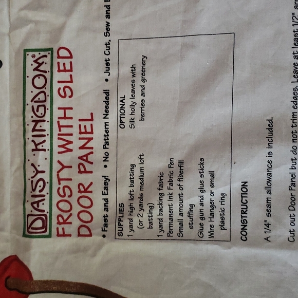 GLITZY FROSTY with Sled Door Panel Large Craft Fabric - Picture 3 of 5